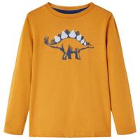 VidaXL Kindershirt met lange mouwen 92 donkerokerkleurig - thumbnail