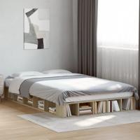 Bedframe bewerkt hout sonoma eikenkleurig 120x200 cm - thumbnail