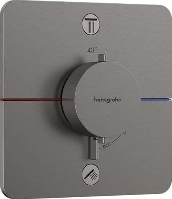 Hansgrohe ShowerSelect Comfort Q thermostaat inbouw voor 2 functies met geïntergreerde zekerheidscombinatie volgens EN1717, Brushed Black Chrome