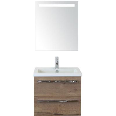 Seville Badmeubelset 60 cm - Tabacco - Keramische Wastafel Wit Djazz met Sence Spiegel