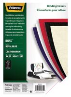 Fellowes omslagen, ft A4, karton lederlook, 250 micron, pak van 25 stuks, blauw - thumbnail