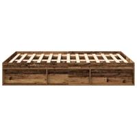Bedframe zonder matras bewerkt 140x190 cm bewerkt hout oud - thumbnail