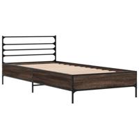 Bedframe bewerkt hout en metaal bruin eikenkleurig 90x200 cm - thumbnail