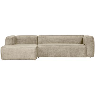 WOOOD Loungebank 'Bean' Links, Structure Velvet, kleur Buttermilk