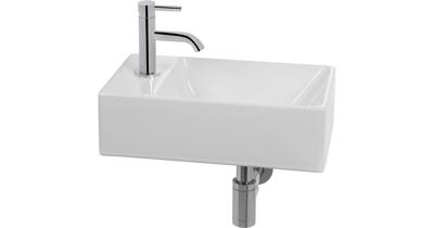 Ben Stelvio fonteinset met chromen kraan links glanzend wit keramiek