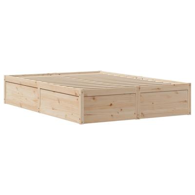 Bedframe met hoofdbord massief grenenhout 140x190 cm - thumbnail