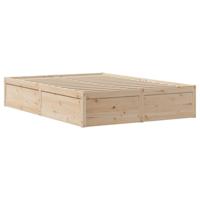 Bedframe met hoofdbord massief grenenhout 135x190 cm - thumbnail