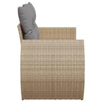 Tuinbank 2-zits met kussens poly rattan beige - thumbnail