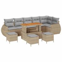Tuinbankenset 10 pcs Beige poly rattan - thumbnail