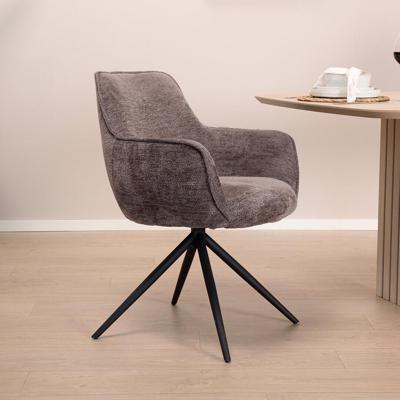 Tower Living Draaibare Eetkamerstoel 'Fondo' Chenille, kleur Antraciet
