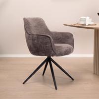 Tower Living Draaibare Eetkamerstoel 'Fondo' Chenille, kleur Antraciet - thumbnail