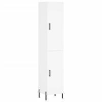 Hoge kast 34,5x34x180 cm bewerkt hout wit - thumbnail
