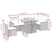7-delige Loungeset met kussens poly rattan grijs - thumbnail