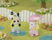 Gelede figuren - SYLVANIAN FAMILIES - Babyduo in regenpakken - Panda en Marshmallow Mouse - thumbnail