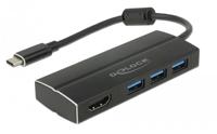 Delock 63931 USB-C (USB 3.2 Gen 2) multiport hub Zwart - thumbnail