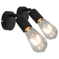 VidaXL Spotlights 2 st met filament peren 2 w e27 zwart - thumbnail