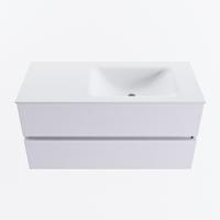 MONDIAZ VICA 100cm badmeubel onderkast Cale 2 lades. Wastafel CLOUD rechts 1 kraangat, kleur Talc. - thumbnail
