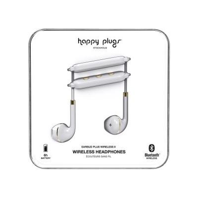 Happy Plugs Draadloze II hoofdtelefoon, draadloze Bluetooth met inline afstandsbediening en microfoon, wit, eenheidsmaat