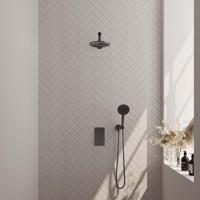 Gunmetal Carving thermostatische inbouw regendouche set met 3-weg omstelling en 20 cm douchekop - thumbnail