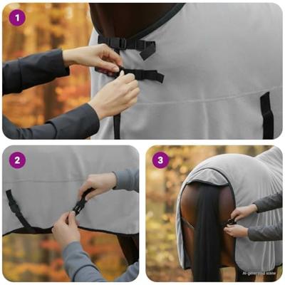 VidaXL Paardendeken volledig lichtgrijs en roze polyester