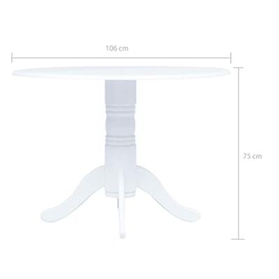 Eettafel 106 cm massief rubberwood wit - thumbnail