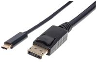 Manhattan USB type C naar DisplayPort-adapterkabel (converteert het Alternate-modesignaal in een DisplayPort 4K uitgangssignaal) 2 m zwart 152464 - thumbnail
