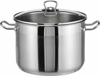 Prachtige grote RVS soeppan - 10 of 15 liter - Met glazen deksel