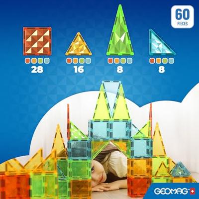 Magnetische tegels - GEOMAG - Tegels Edelstenen - 60 stuks - Kristaleffect - Vanaf 3 jaar