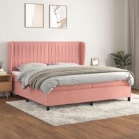 Boxspring met matras fluweel roze 200x200 cm - thumbnail