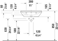 Wastafel Duravit D-Neo Met Overloop Kraanvlak 1 Kraangat 60 cm Hoogglans Wit - thumbnail