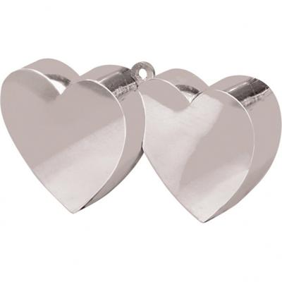 Amscan Ballongewicht hartjes zilverkleurig 12 cm | 24 stuks