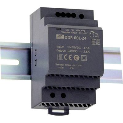 MEAN WELL DDR-60G-12 DIN-rail DC/DC-converter 12 V/DC 5 A 60 W Aantal uitgangen:1 x Inhoud 1 stuk(s)