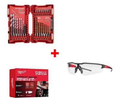 Milwaukee Shockwave borenset - voor multimateriaal + veiligheidsbril Milwaukee Shockwave borenset - voor multimateriaal + veiligheidsbril