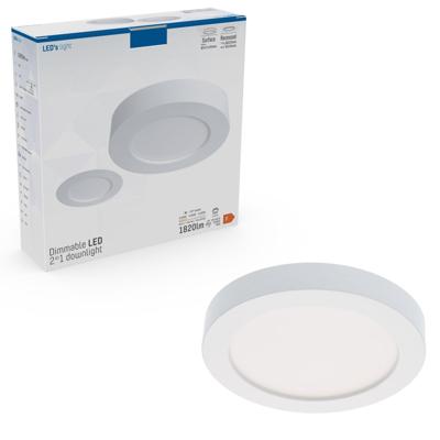 LED's Light Inbouw/Opbouw LED Plafondlamp Downlight - Dimbaar - 18W - 1820 lm - Ø240 mm - Zaagmaat Ø 220mm | CCT 3000K / 4000K / 6000K - Wit