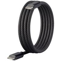 Renkforce RF-6437920 USB-kabel USB 2.0 USB-C stekker, USB-C stekker 1.00 m Zwart Met magnetische opwikkeling, Stoffen mantel - thumbnail