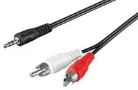 Goobay 3,5 mm jack > 2x tulp kabel (zwart, 1,5 meter, stereo) - thumbnail