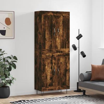 Hoge kast 69,5x34x180 cm bewerkt hout gerookt eikenkleurig