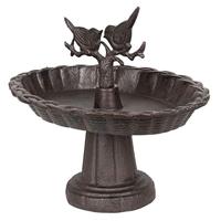 Clayre & Eef Vogelbad 6Y3217 24 * 19 * 22 cm - Bruin Ijzer Vogeldrinkbak Vogeldrinkschaal Waterbak Vogels - thumbnail