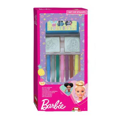 Multiprint Barbie stempelset met viltstiften
