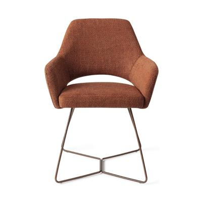 Jesper Home Eetkamerstoel 'Yanai' Beehive Rose Gold, kleur Tuscan Terra