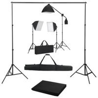 vidaXL Fotostudioset met softboxlampen en achtergrond - thumbnail