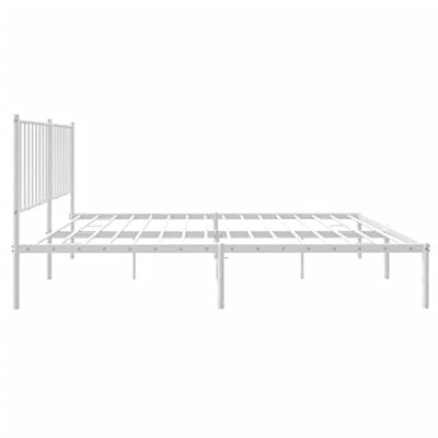 Bedframe met hoofdeinde staal wit 196x146x90,5 cm - thumbnail