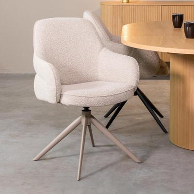 LABEL51 Eetkamerstoel Bern - Naturel - - Taupe Metalen Frame