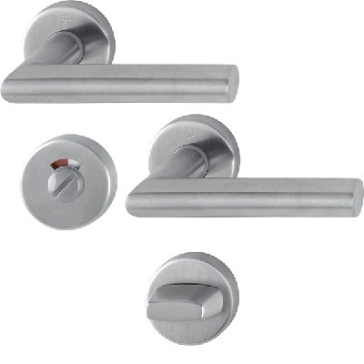 Hoppe deurkruk met wc-rozet - Amsterdam - deurdikte 37/42mm - RVS