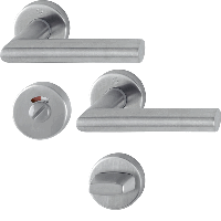 Hoppe deurkruk met wc-rozet - Amsterdam - deurdikte 37/42mm - RVS - thumbnail