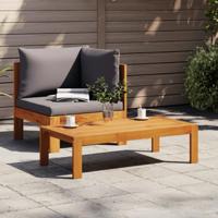 2-delige Loungeset met kussens massief acaciahout - thumbnail