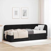 Hoekbedframe met matras Zwart 80 x 200 cm Fluweel - thumbnail