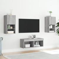 4-delige tv-wandmeubelset met LED-verlichting grijs sonoma - thumbnail