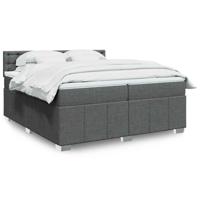 Boxspring met matras stof donkergrijs 200x200 cm - thumbnail