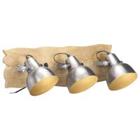 Wandlamp industrieel E27 68x23 cm mangohout zilverkleurig - thumbnail